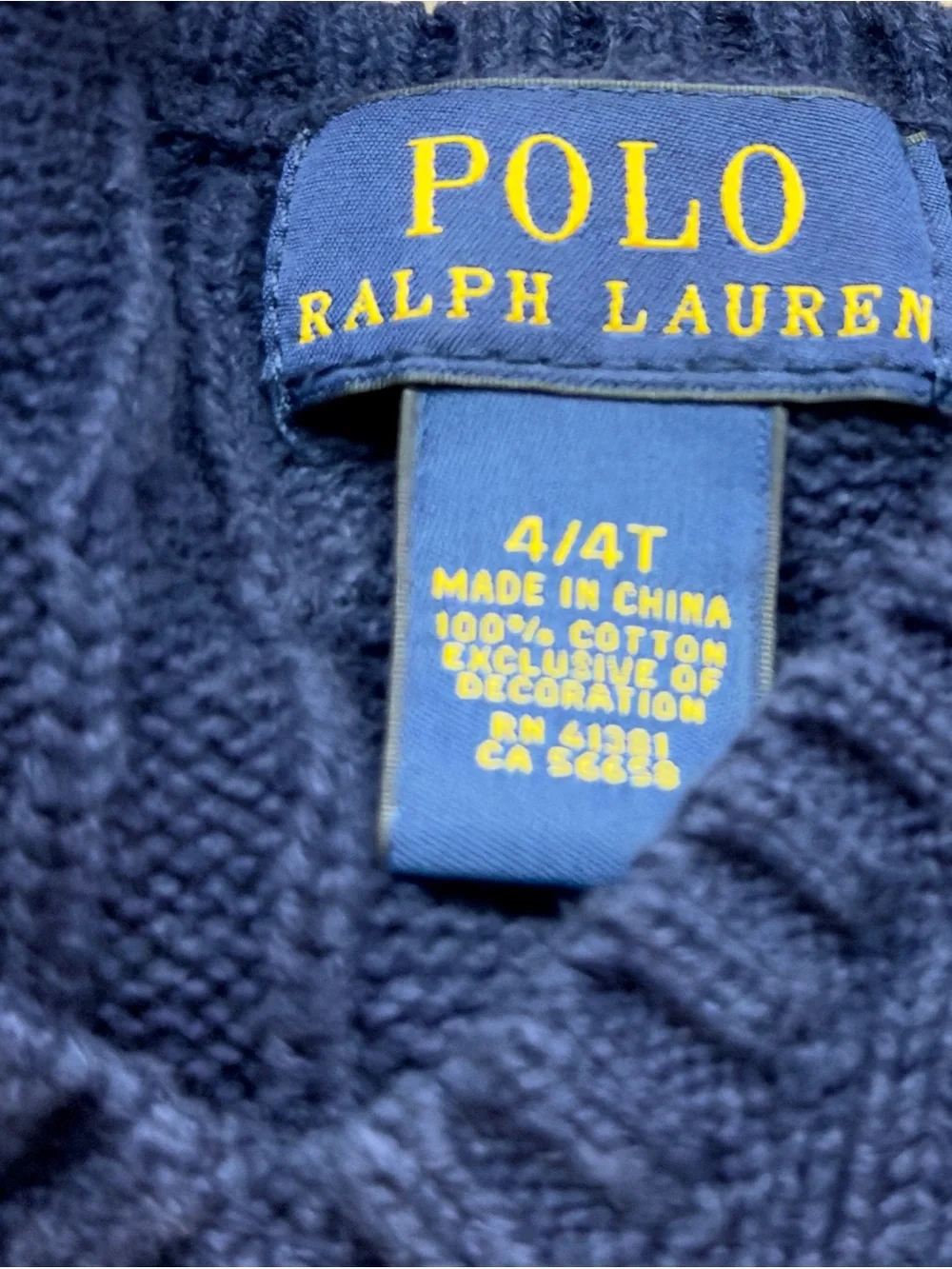 Ralph Lauren kids cotton cable knit sweater vest. size 4T
